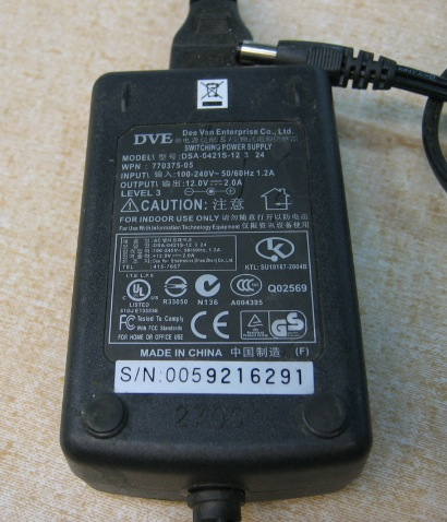 DVE A/C Adapter DSA-0421S-12 