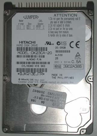Hitachi  20Gb 4200 rpm 2.5" IDE 9.5mm  Laptop Hard Drive p/n DK23CA-20