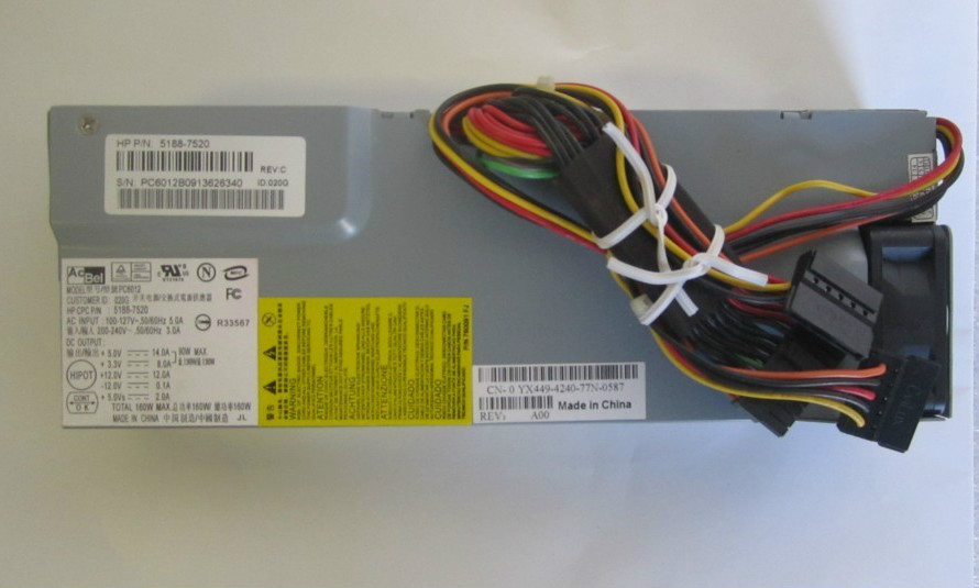 HP 160W SLIM POWER SUPPLY P/N 5188-7520