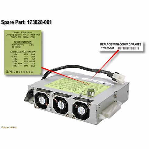 HP 190W Proliant DL360  Power Supply p/n 173828-001