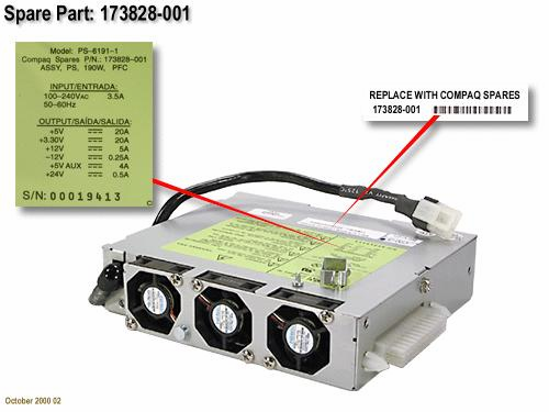 HP 190W Proliant DL360  Power Supply p/n 173828-001