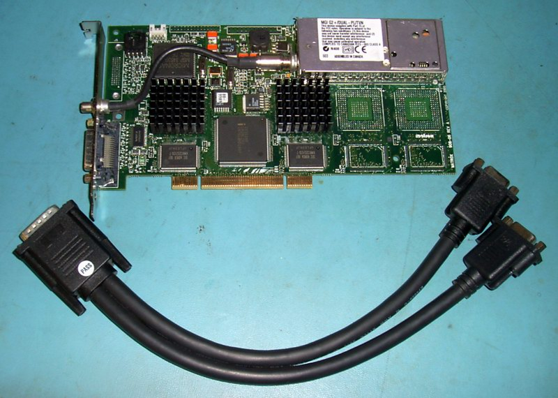 MATROX G200 DUAL PCI 16MB WITH TV TUNER & CABLE to DVI LCD MONITOR p/n G2PLUSDUALP-PLTV