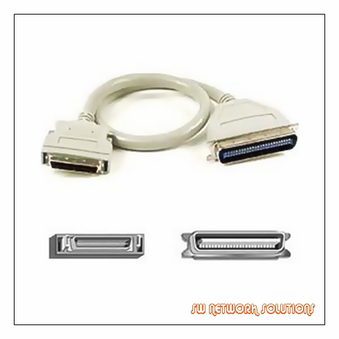 MICRO HD50 MALE to CENTRONICS 50 MALE SCSI CABLE p/n HD50MCN50M3FTCBL