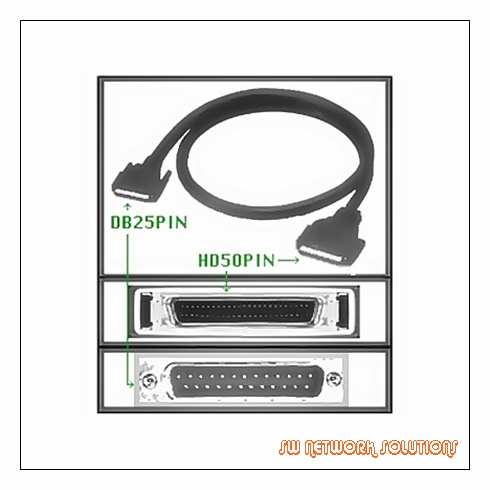 SCSI CABLE 3FT EXTERNAL DB25M to HD50M p/n DB25MHD50M3FTCBL
