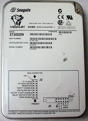 Seagate Medalist Pro Series 4.5Gb 7200RPM Ultra SCSI-2 3.5 Drive p/n ST34520N