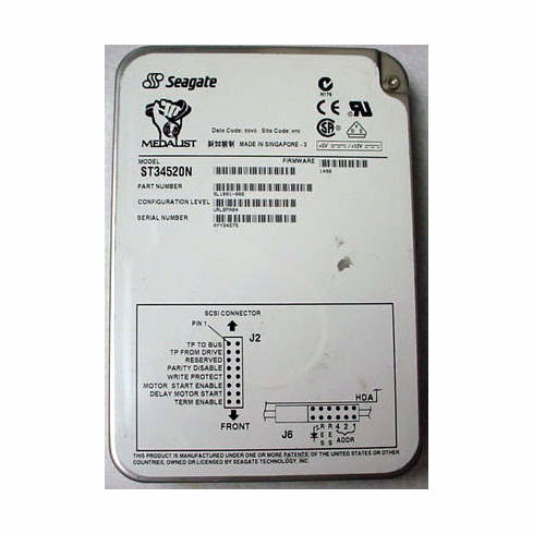 Seagate Medalist Pro Series 4.5Gb 7200RPM Ultra SCSI-2 3.5 Drive p/n ST34520N