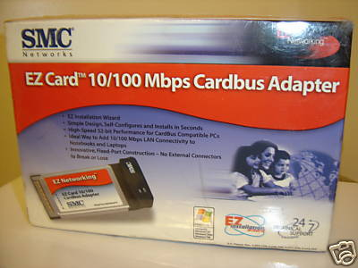 SMC EZ CARD 32-bits 10/100Mbps PCMCIA Adapter p/n SMC8036TX