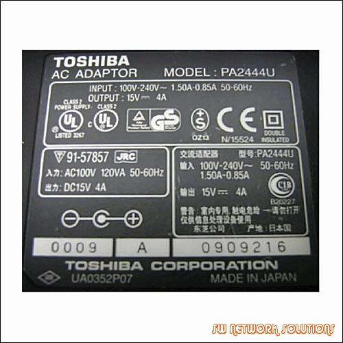 TOSHIBA 15V AC ADAPTER FOR P/N PA2444U