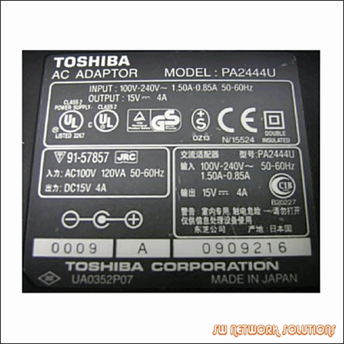 TOSHIBA 15V AC ADAPTER FOR P/N PA2444U