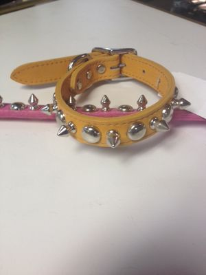 1/2" X 16" Leather Stud & Spike Dog Collars made in the USA