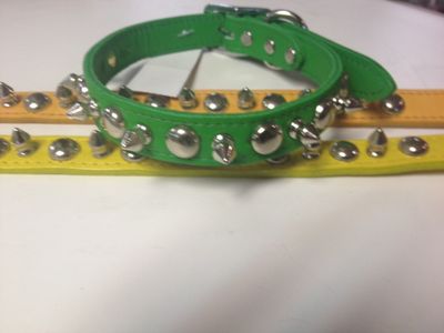 1/2" X 20" Leather Stud & Spike Dog Collars made in the USA