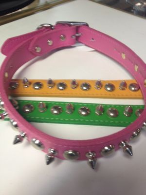 1" X 26" Leather Stud & Spike Dog Collars made in the USA