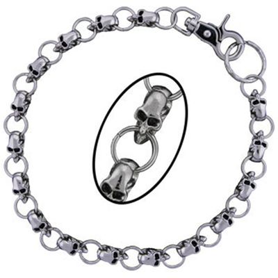 18" Chrome Large Skulls Wallet Chain