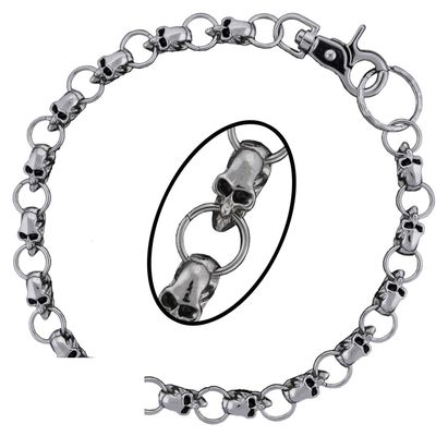 18" Wallet Chain with Small Skull Medallions