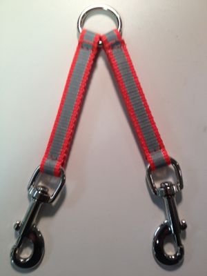  2-Dog Nylon Dog Coupler With Reflective Strip