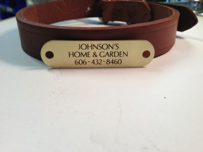 3/4" X 16"  Heavy Leather  1/8" Thick Leather Dog Collar With Laser Engraved Nameplate