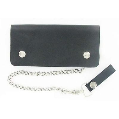 7" Black Leather Biker Wallet With Chain