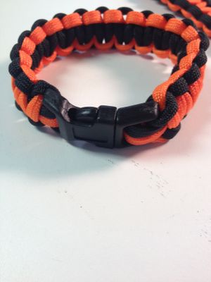 7 Strand Orange and Black Paracord Bracelet 8" or 9"