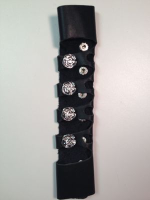 8 Inch  Silver Rose Conchos Leather Hair Glove