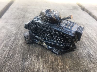 Army Tank Handcrafted from Coal