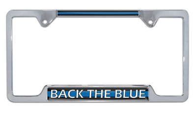 Back the Blue Open Metal License Plate Frame