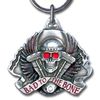 Bad to the Bone Skull & V-Twin Pewter Key Ring