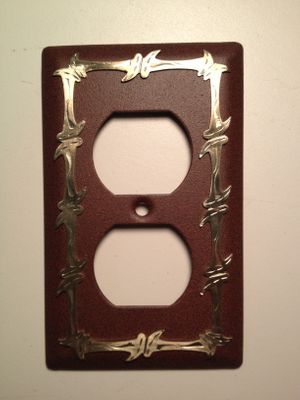 Barbed Wire Metal Outlet Plate Antique Finish