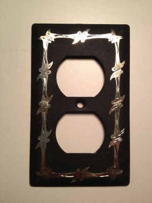 Barbed Wire Metal Outlet Plate Black Finsih