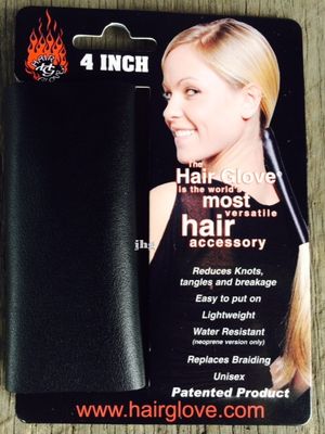 Black Genuine Leather 4 inch Hair Glove