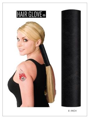 Black Genuine Leather Hair Glove 8 inch 