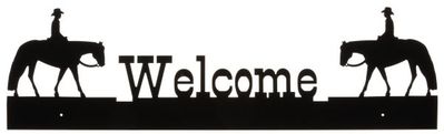  Black Metal Welcome Sign Western Rider Silhouette