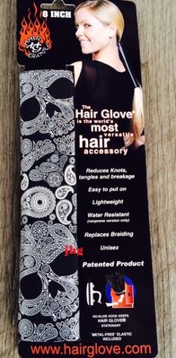 BLACK NEOPRENE WITH SKULL PAISLEY PRINT Hair Glove 8 inch