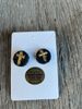 Button Cross with Gold Trim Post Earrings