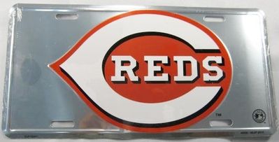 Cincinnati Reds MLB Metal Mirrored Auto License Plate