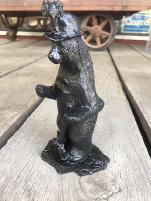 Coal Miner Bear Handcrafted from Coal