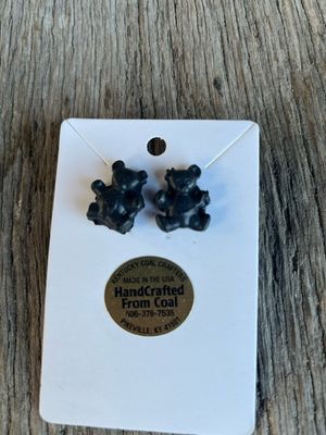 Handcrafted from Coal Teddy Bear Post Earrings