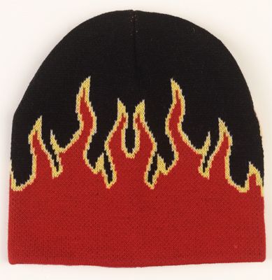 DELUXE ACRYLIC RED FLAME SKULL CAP