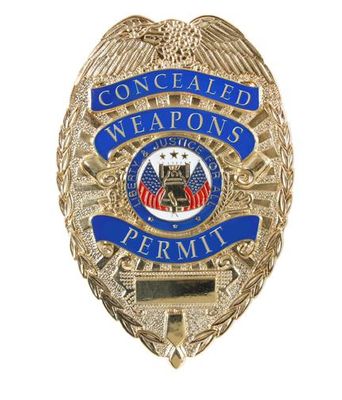 Deluxe "Concealed Weapons Permit" Badge Gold Plate