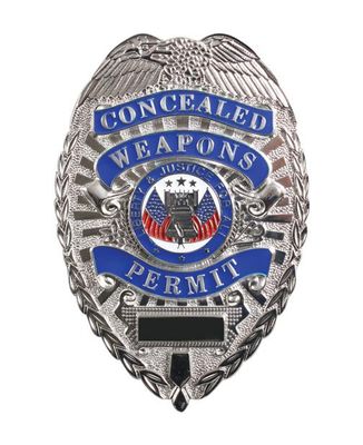 Deluxe "Concealed Weapons Permit" Badge Nickel Plate