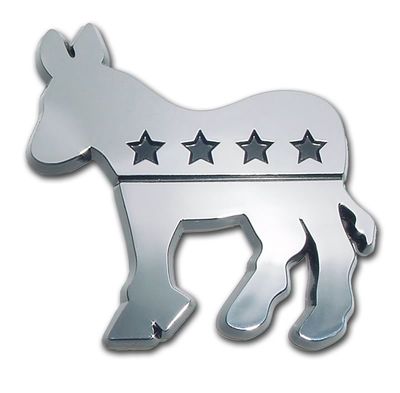 Democratic Donkey Chrome Auto Emblem