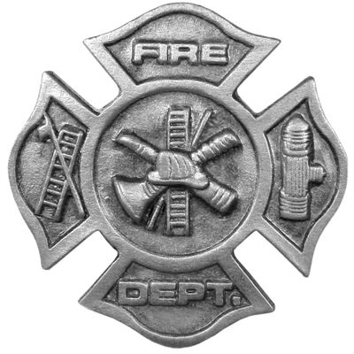 Firefighter Maltese Cross Antiqued Lapel Pin
