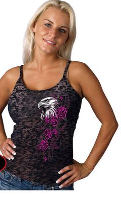 Glitter Eagle Head Ladies Burnout Tank Top