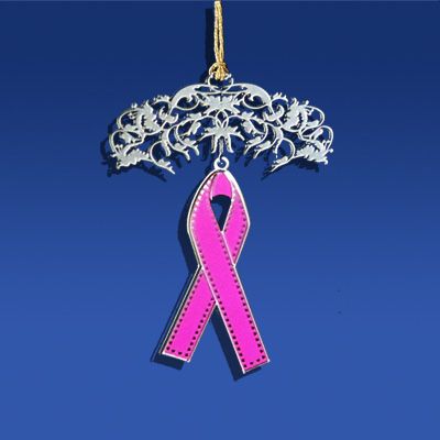 Gold Plated Brass Pink Ribbob Tree Ornament