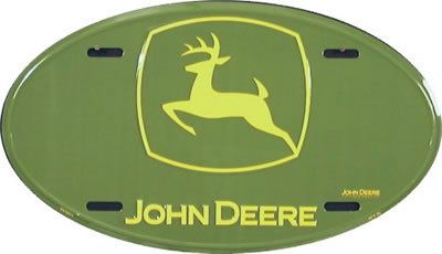 Green Oval John Deere License Plate