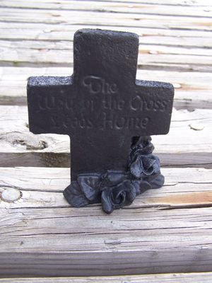 Handcrafted Cross with Roses Coal Figurine Made In Kentucky