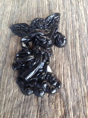 Handcrafted from Coal and made in Kentucky Angel Playing Lute Christmas Tree Ornament