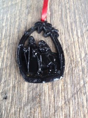 Handcrafted from Coal and made in Kentucky Oval Manger Christmas Tree Ornament 