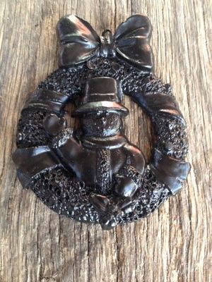 Handcrafted from Coal and made in Kentucky Snowman Christmas Wreath Ornament 