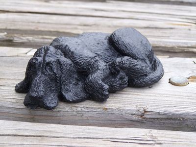 Handcrafted in Kentucky from Coal Lazy Hound Dog Figurine