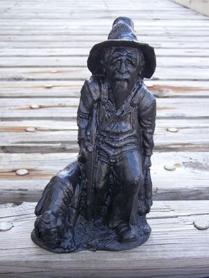Hunter with Dog Coal Figurine
